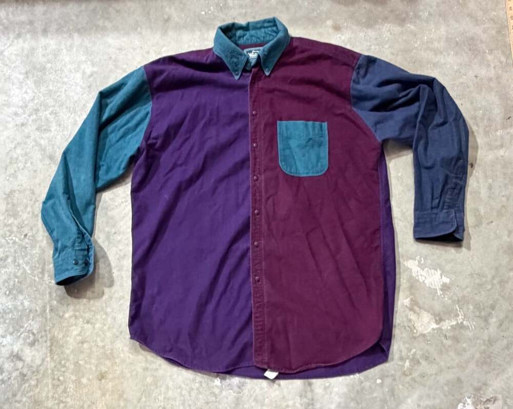 Woolrich Vintage Colorblock Long Sleeve Button Down Shirt Size XL Dark Iris